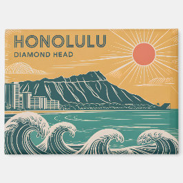 Íman Honolulu Diamond Head Oahu Waikiki Retro Classic