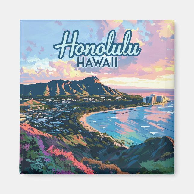 Íman Honolulu Hawaii Oahu Waikiki Beach Diamondhead (Frente)