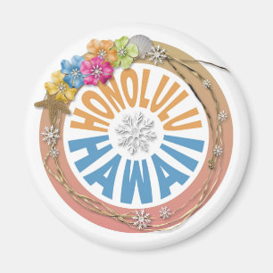 Íman Honolulu Hawaii pastel holiday flower magnet