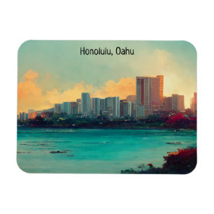 Íman Honolulu Oahu Panorama Ver paisagem digital