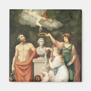 Íman Honrando o busto de Linnaeus