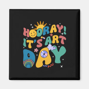 Íman Hooray It's Art Day Teacher Rainbow Cute Stude