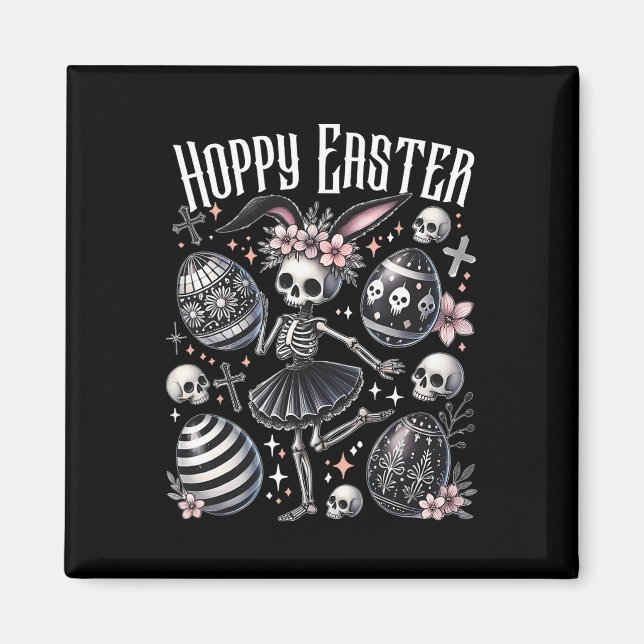 Íman Hoppy Easter Bunny Skeleton Dançando Páscoa assust (Frente)