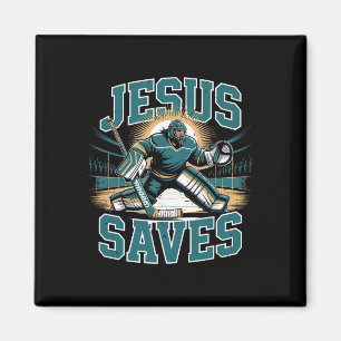 Íman Hóquei Cristão Jesus Salva Humor de Goleiro de Hóq