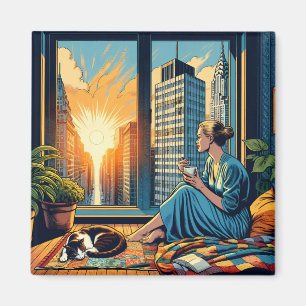 Íman Hora da Manhã na Cidade Mulher Refletindo