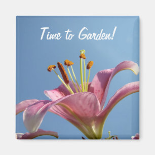 Íman Hora de cuidar do jardim! ímã Flor de Lírio Rosa C