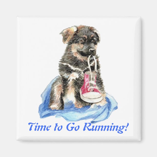 Íman Hora de Ir Correr Cachorro Fofo & Humor Esportivo (Frente)