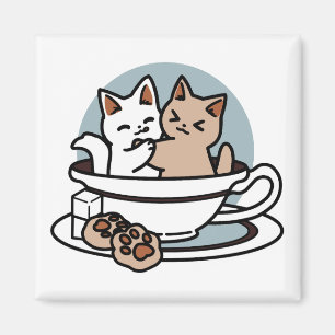 Íman Hora do Tea Meow - Design de Gato e Chá