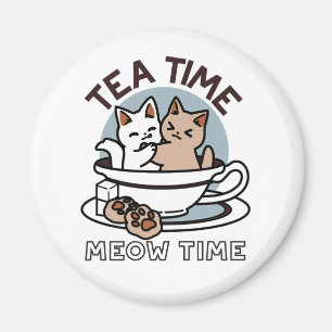Íman Hora do Tea Meow - Design de Gato e Chá