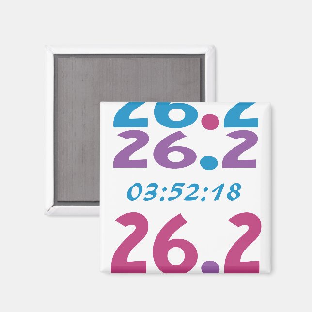 Íman Hora personalizada para a maratona 26.2 executando (Front/Back)