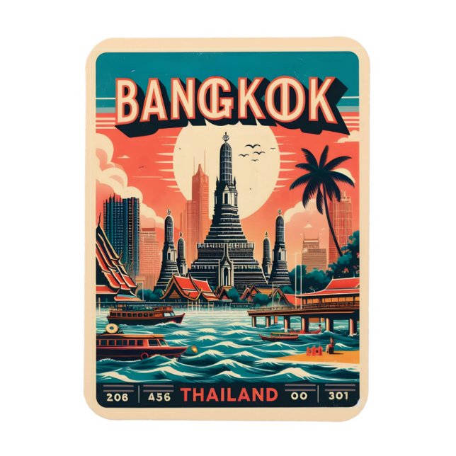 Íman Horizonte da cidade de Bangkok retrô - presentes d (Vertical)