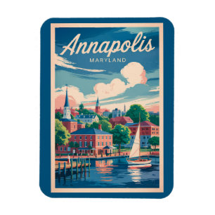 Íman Horizonte de Annapolis Maryland Viagem Arte Vintag