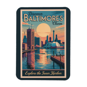 Íman Horizonte de Baltimore Maryland Viagem Arte Vintag