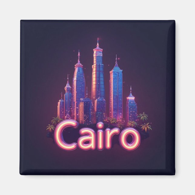 Íman Horizonte de Cairo Neon Com Arranha-Ceus Modernos (Frente)