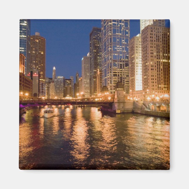 Íman Horizonte de Chicago, Illinois, e Rio Chicago às 2 (Frente)