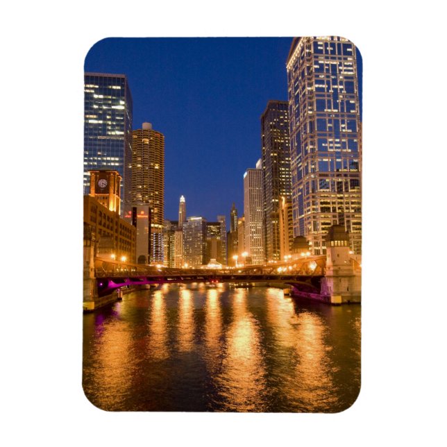 Íman Horizonte de Chicago, Illinois, e Rio Chicago em (Vertical)