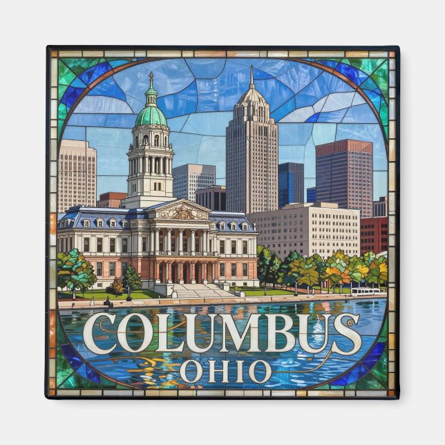 Íman Horizonte de Columbus Ohio 🏙️ (Frente)
