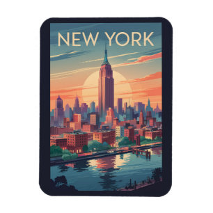 Íman Horizonte de Nova York Viagem Arte Vintage
