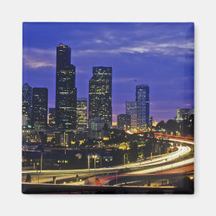 Íman Horizonte de Seattle, Washington à noite