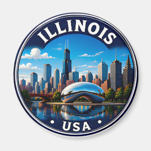 Íman Horizonte Urbano de Illinois Viagens pelo Meio-Oes