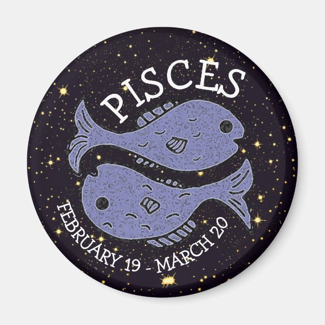 Íman Horoscópio Peixes de Sinais de Astrologia Zodiac (Frente)