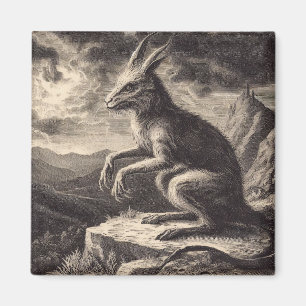 Íman Horror de Ilustração Antiquada Chupacabra