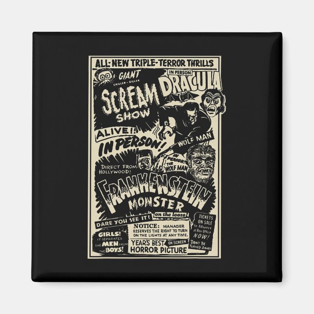 Íman Horror Movie Monster Mummy Dracula Werewolf Franke (Frente)