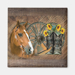 Íman Horse Cowboy Boots Roda Girassol Roda Roda Girass
