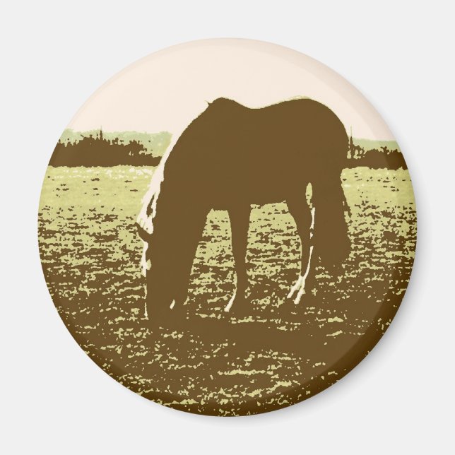 Íman Horse Grazing Pop Art (Frente)