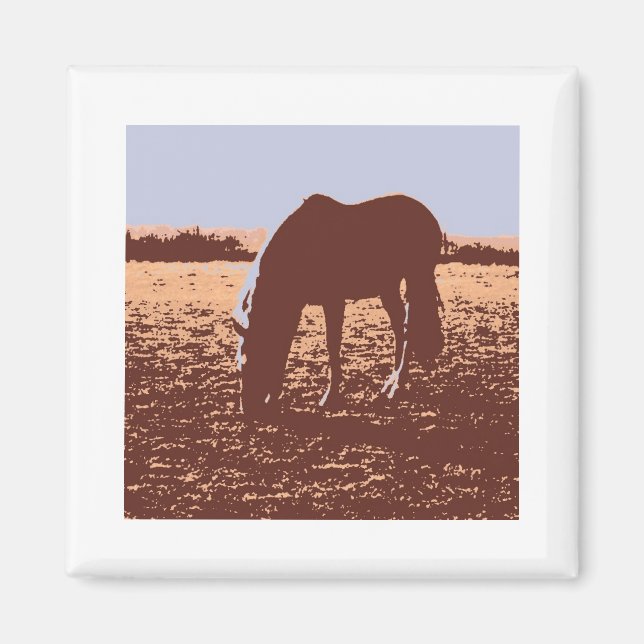Íman Horse Grazing Pop Art (Frente)
