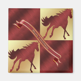 Íman Horse Maroon e Dourado Feliz Natal