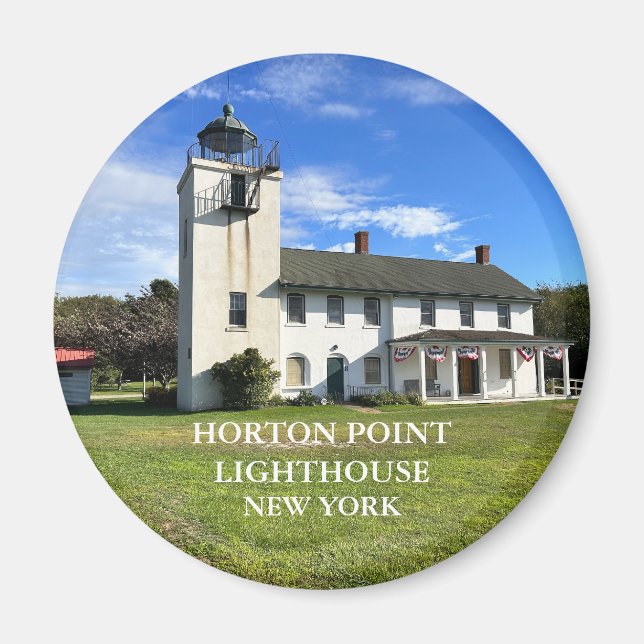 Íman Horton Point Lighthouse, New York Round Magnet (Frente)
