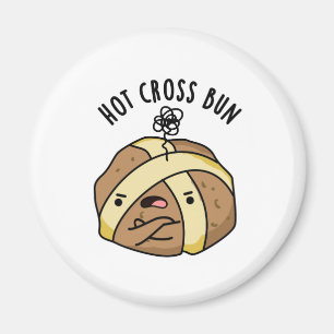 Íman Hot Cross Bun Engraçado Comida Pun