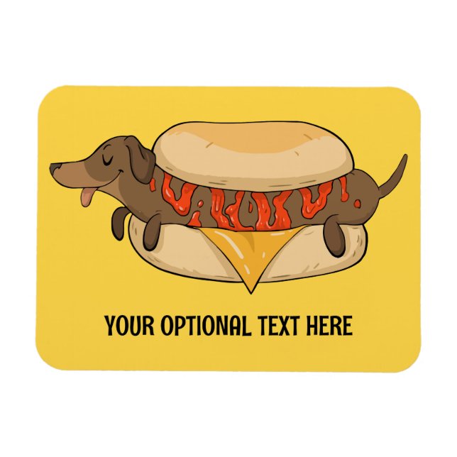 Íman Hot Dog de Texto Personalizado (Horizontal)