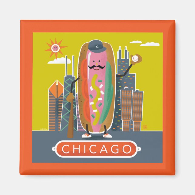Íman Hotdog do Estilo Chicago (Frente)