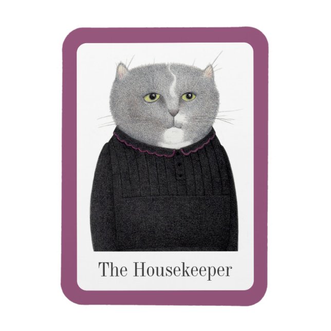 Íman HOUEKEEPER CAT 3x4 Magnet flexível + texto (Vertical)