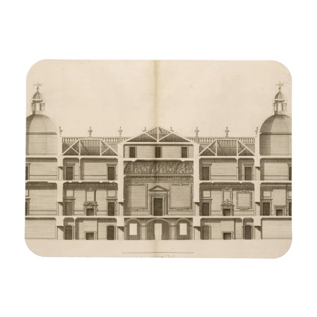 Íman Houghton Hall: Parte da frente oeste, gravada (Horizontal)