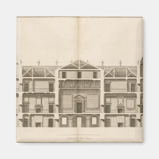 Íman Houghton Hall: Parte da frente oeste, gravada (Frente)