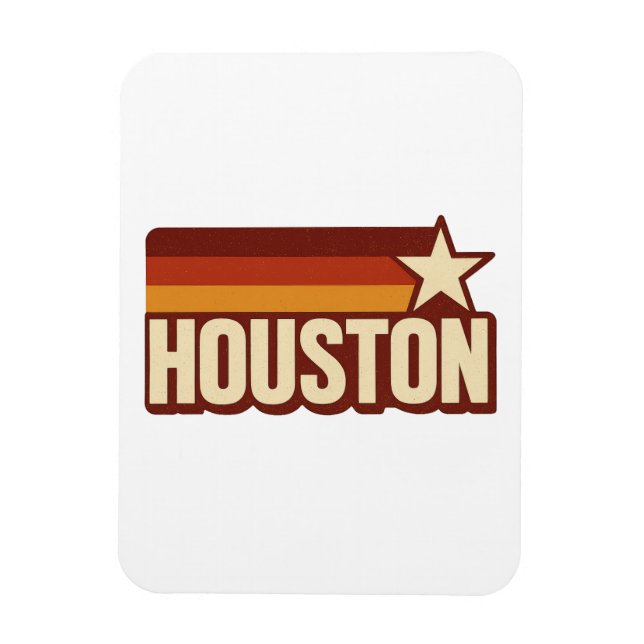 Íman Houston Texas Retro Vintage Star Design (Vertical)