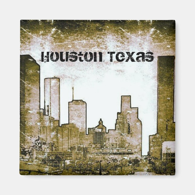Íman Houston Texas Skyline Art (Magnet) (Frente)