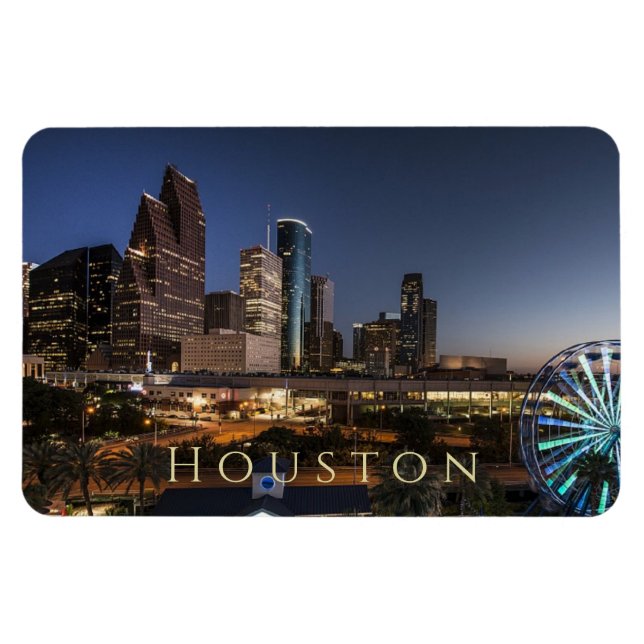Íman Houston, Texas Skyline, Luzes Noturnas (Horizontal)