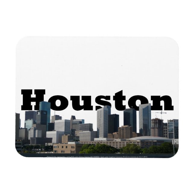 Íman Houston TX Skyline Magnet com Houston no céu (Horizontal)