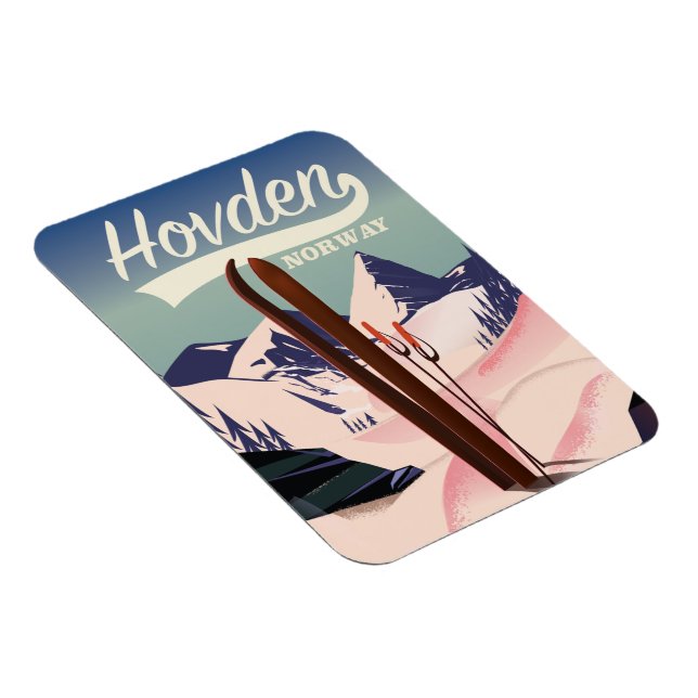 Íman Hovden Norway Ski poster de viagens. (Lado Direito)