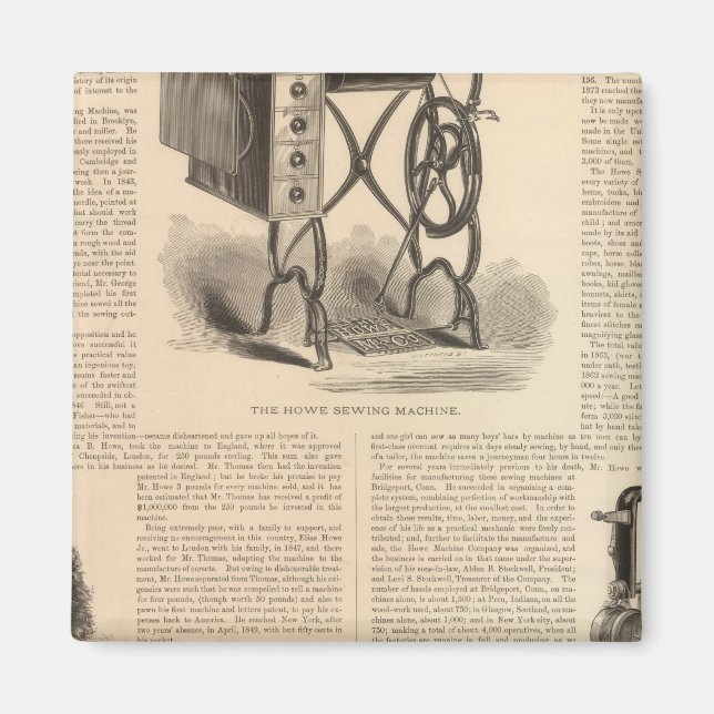 Íman How Sewing Maching with Sketch of the Inventor (Frente)