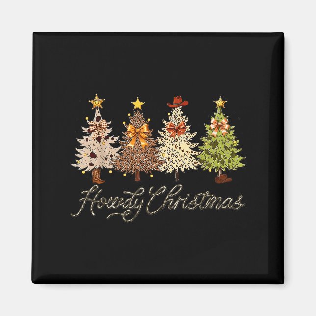Íman Howdy Christmas Tree Coquette Bow Western Cowboy C (Frente)