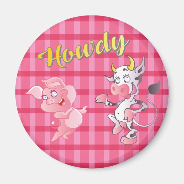 Íman Howdy Cow N' Pig Standard Magnet (Frente)
