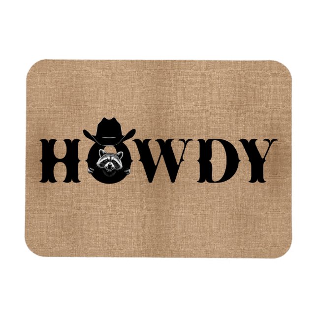 Íman Howdy Cowboy Raccoon Funny Fridge (Horizontal)