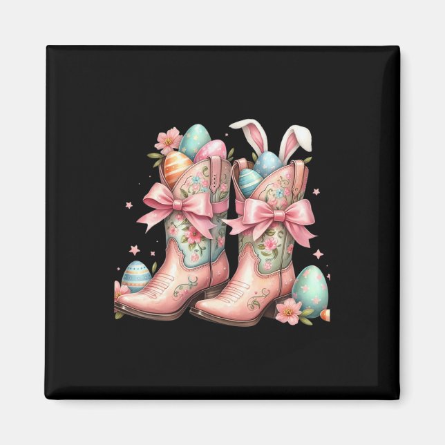 Íman Howdy Western Easter Bunny Coquette Cowboy Boots E (Frente)