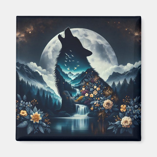 Íman Howling Wolf | Arte Ia De Lua Completa (Frente)