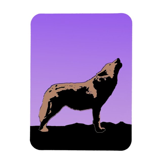Íman Howling Wolf at Sunset - Arte original sobre a vid (Vertical)